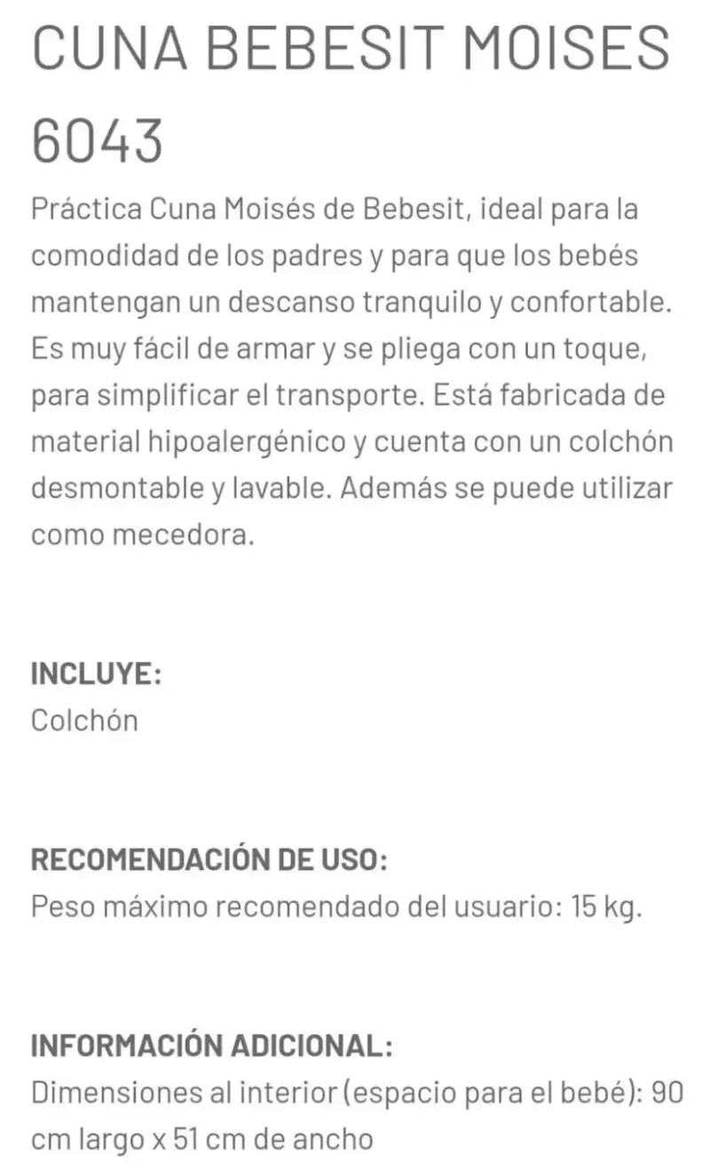 Cuna moisés plegable Bebesit - 3
