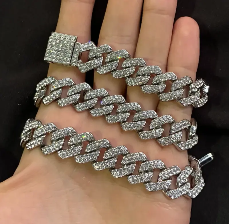 Cadena cubana diamantada-45 CM - 2