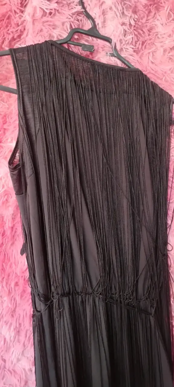 Vestido negro con flecos Therapy - 3