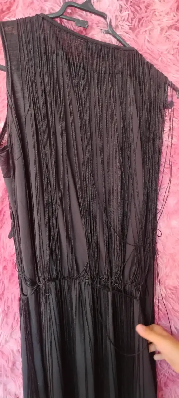 Vestido negro con flecos Therapy - 4