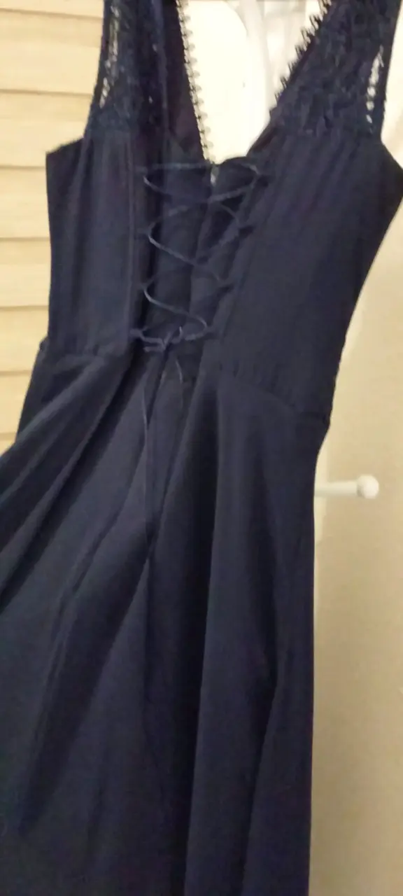 Vestido azul con encaje brillante - 6