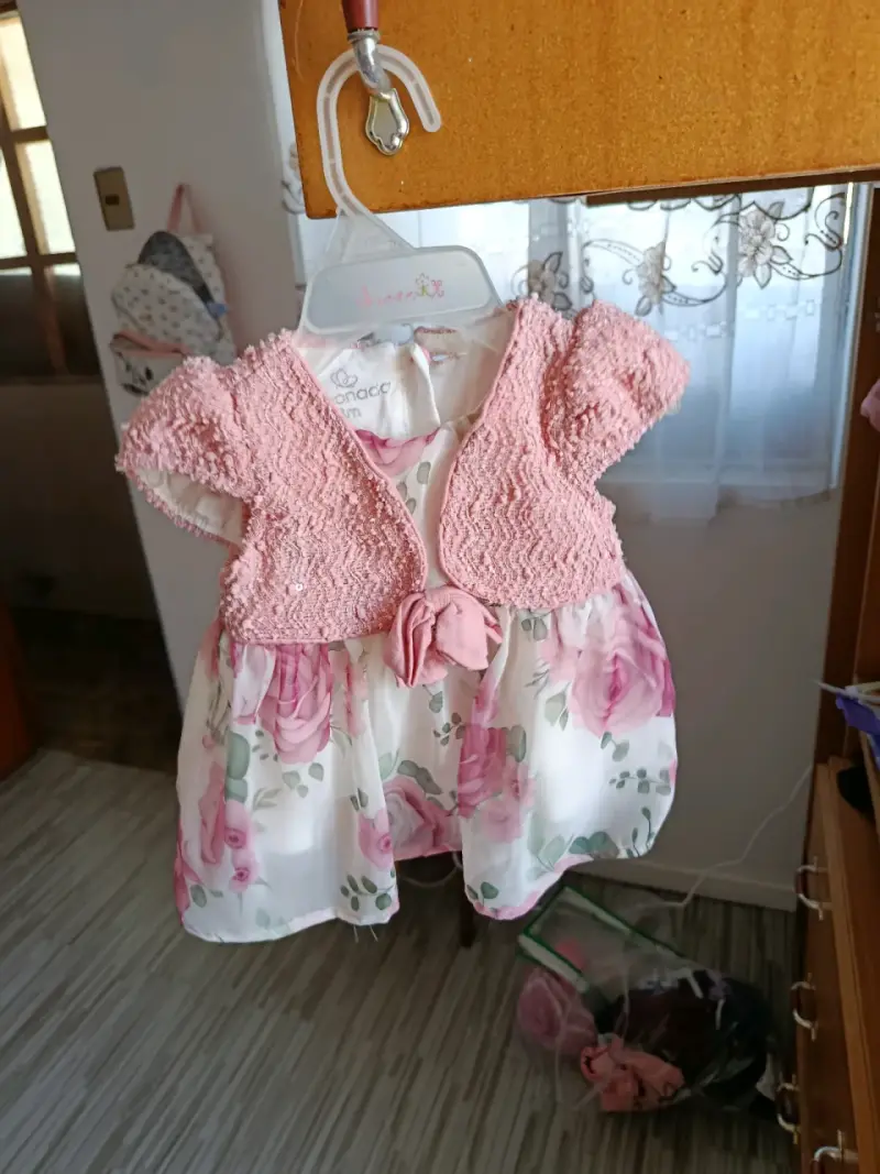 Vestido bebé floral con chaleco - 1