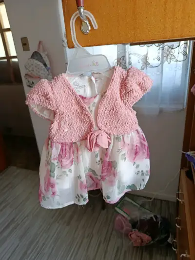 Vestido bebé floral con chaleco - miniatura 1