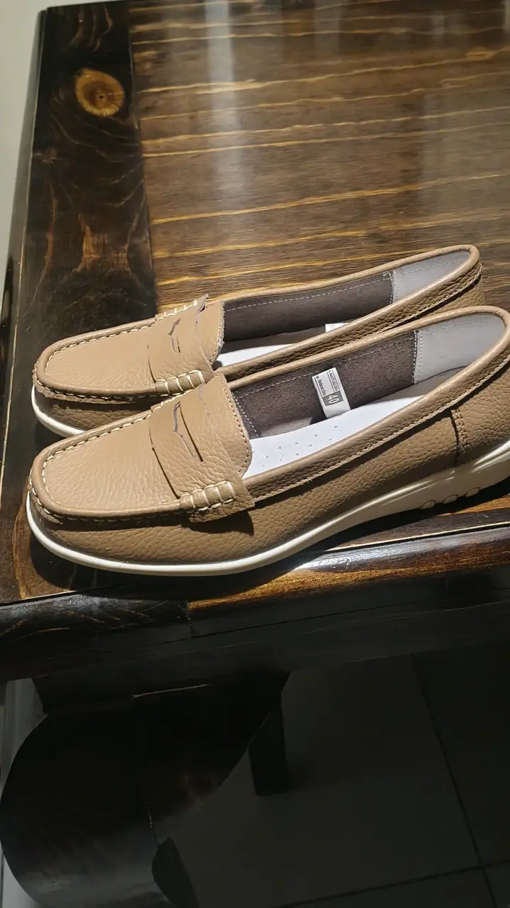 Mocasines de cuero beige - 4