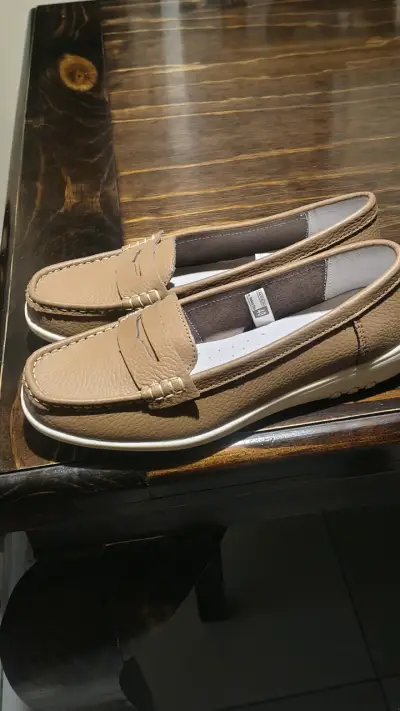 Mocasines de cuero beige - miniatura 4