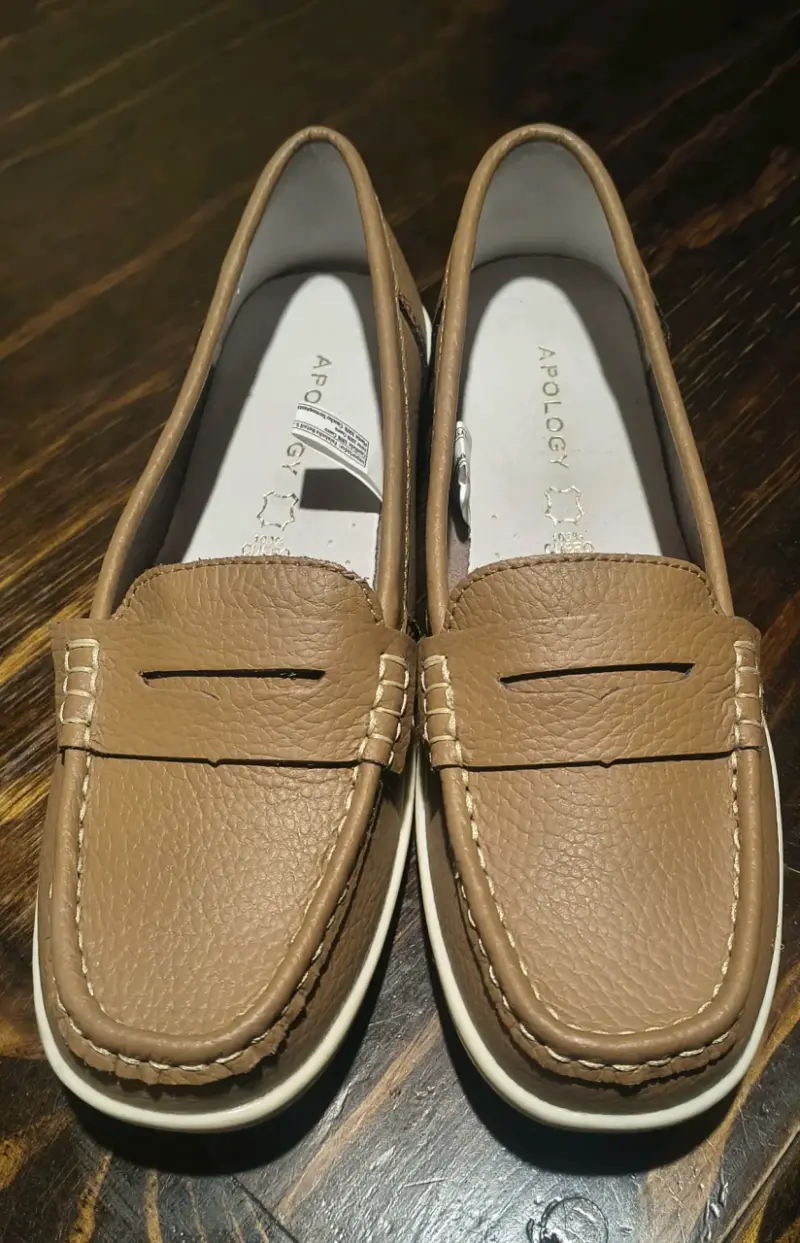 Mocasines de cuero beige - 5