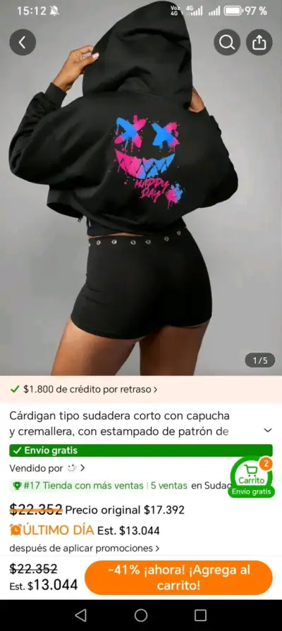 Cardigan sudadera con diseño - miniatura 1