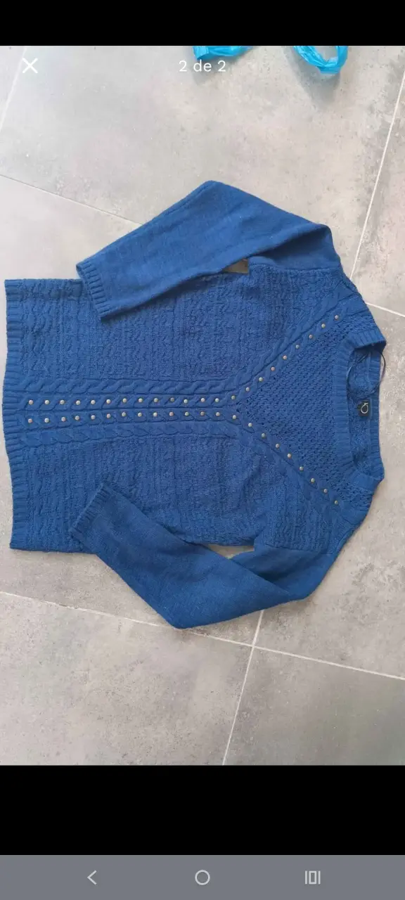 Suéter azul tejido talla S - 2