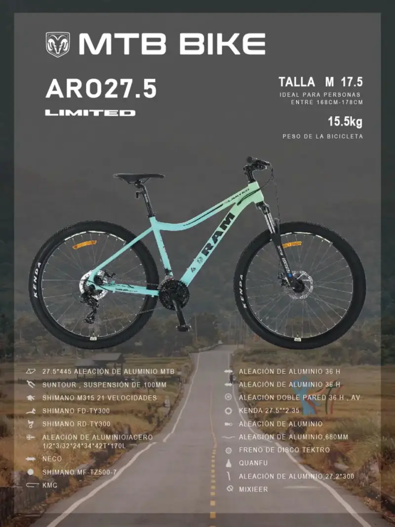 Bicicleta montaña celeste RAM - 2
