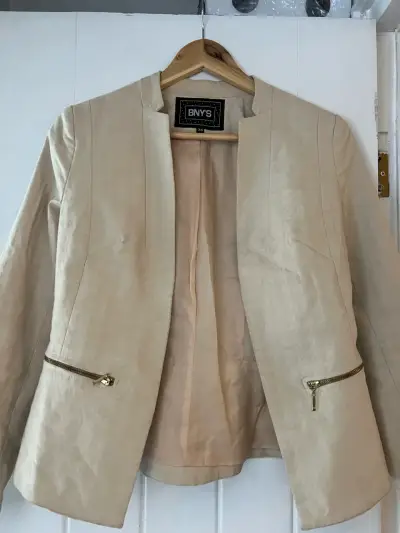 Blazer beige con cremalleras - miniatura 1