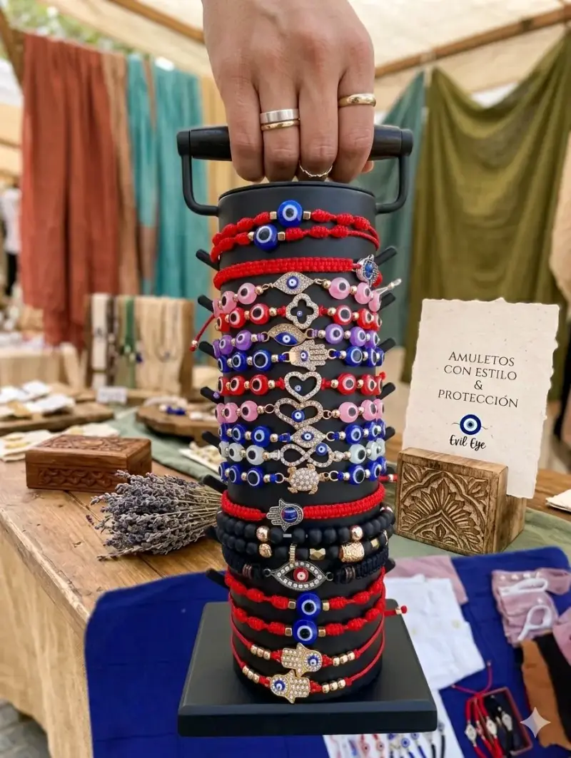 Pulseras de amuletos coloridas