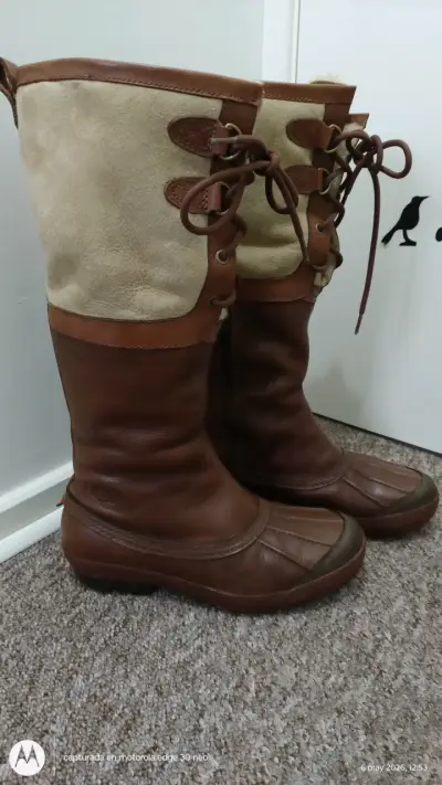 Botas cuero marrón beige altas - miniatura 1