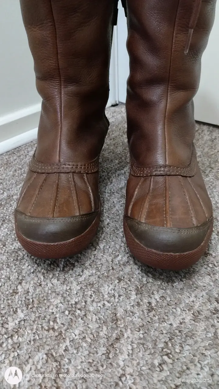 Botas cuero marrón beige altas - 2