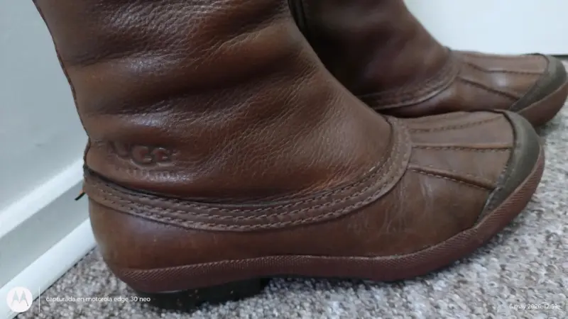 Botas cuero marrón beige altas - 3