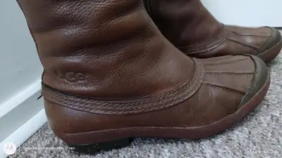 Botas cuero marrón beige altas - miniatura 3