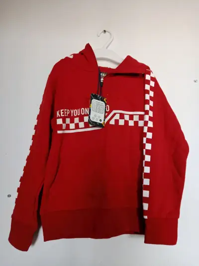 Polerón rojo con capucha para niños talla 8 - miniatura 1