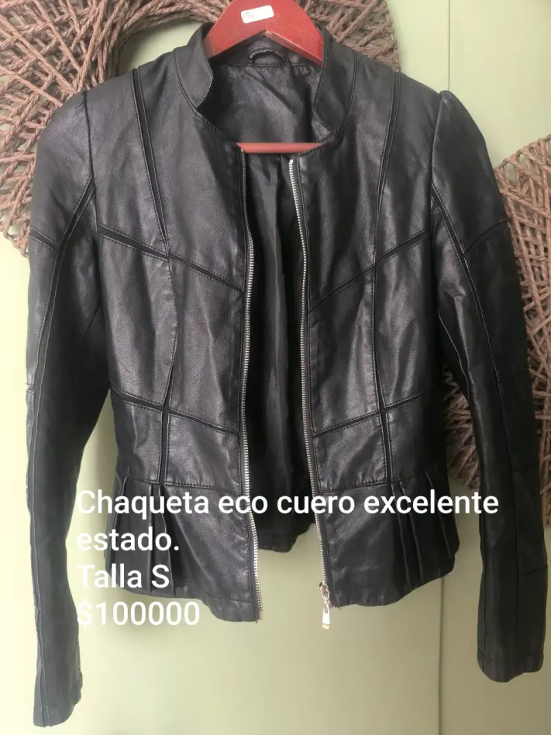 Chaqueta eco cuero negra - 1