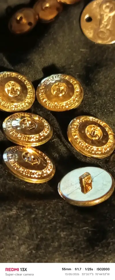 8 Botones  vintage metálicos italianos - miniatura 9