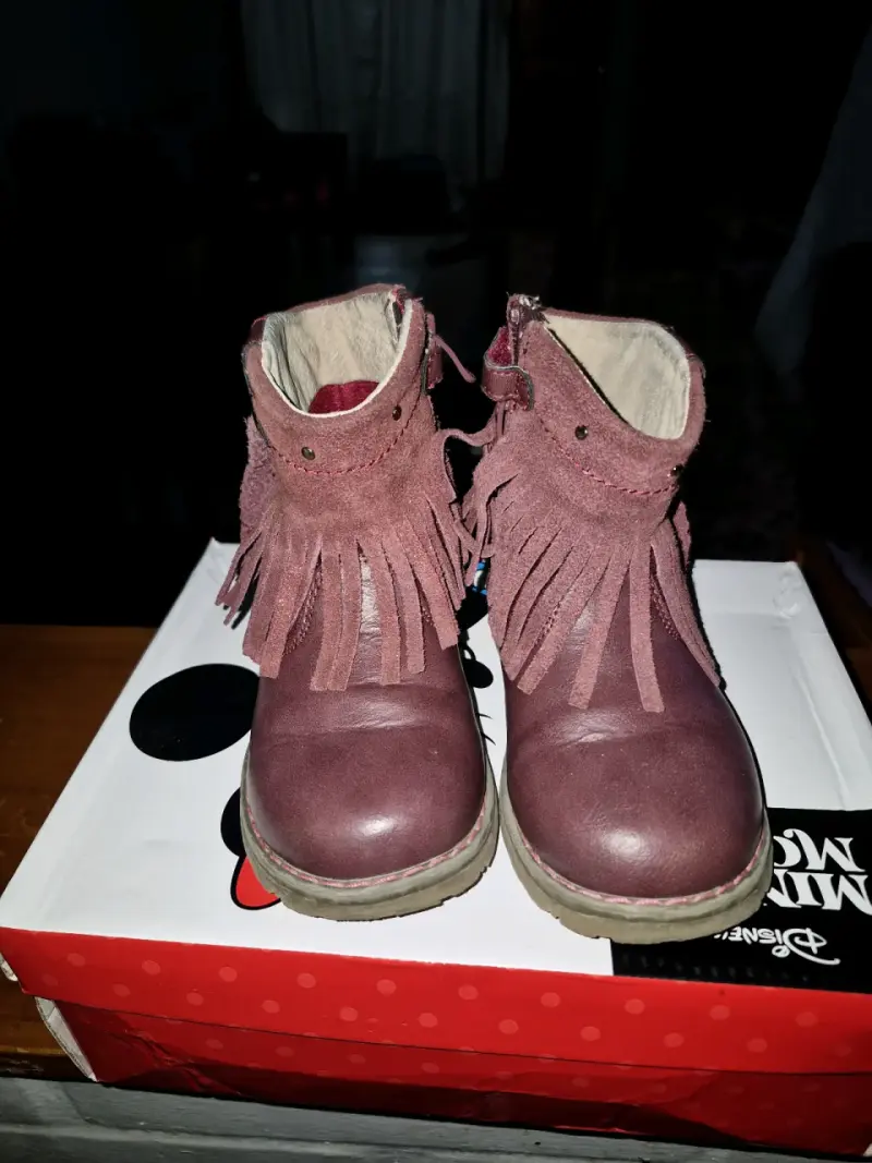 Botines vino con flecos - 1