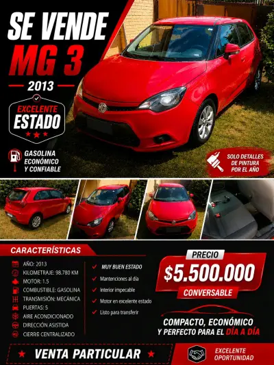 MG 3 2013 rojo en venta - miniatura 1