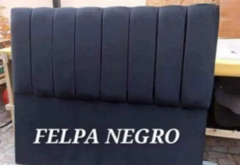 Cabecera de cama felpa negra 1 plaza
