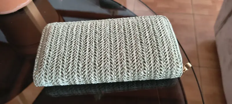 Billetera tejida beige brillante - 2