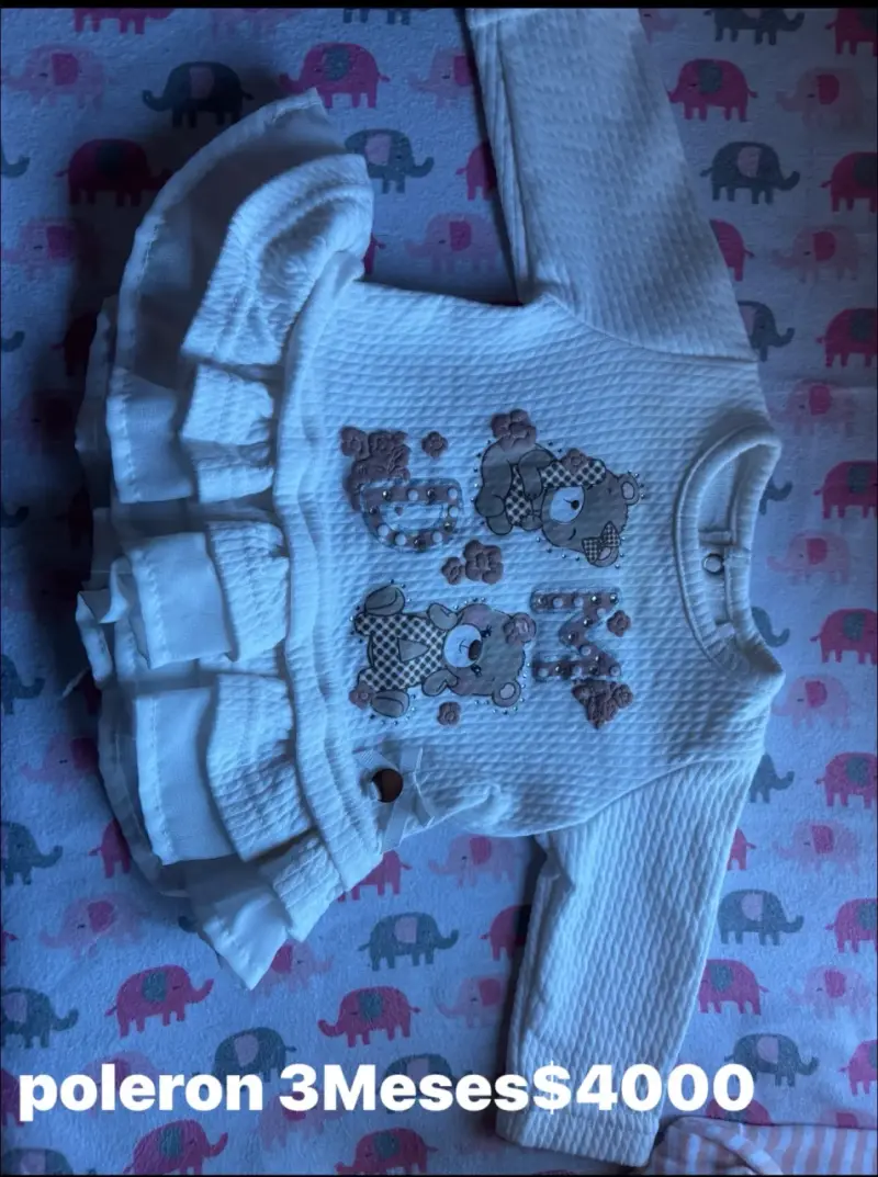 Vestido polar bebé blanco con ositos