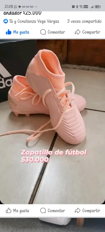Zapatillas de fútbol rosadas - miniatura 1