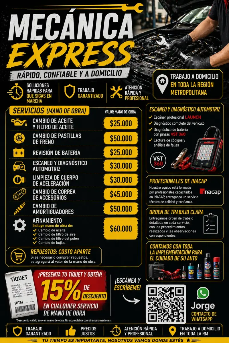 Servicio Mecánica Express a Domicilio