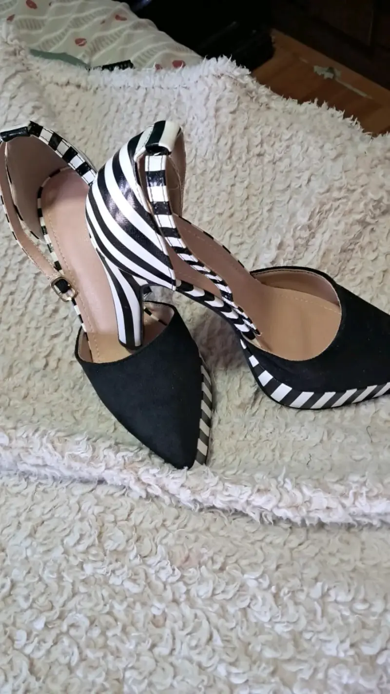 Zapatos mujer tacón rayados