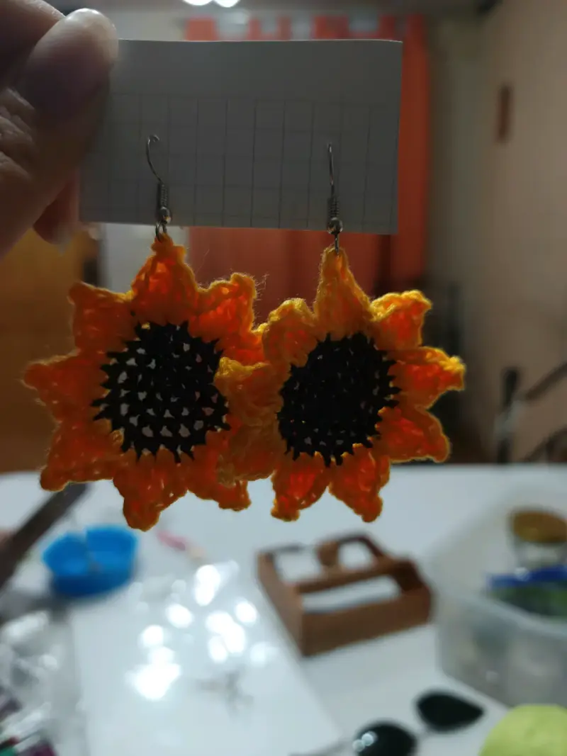 Aros de crochet girasol
