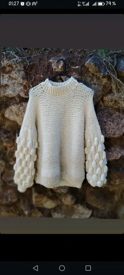 Suéter de lana tejido beige - miniatura 1