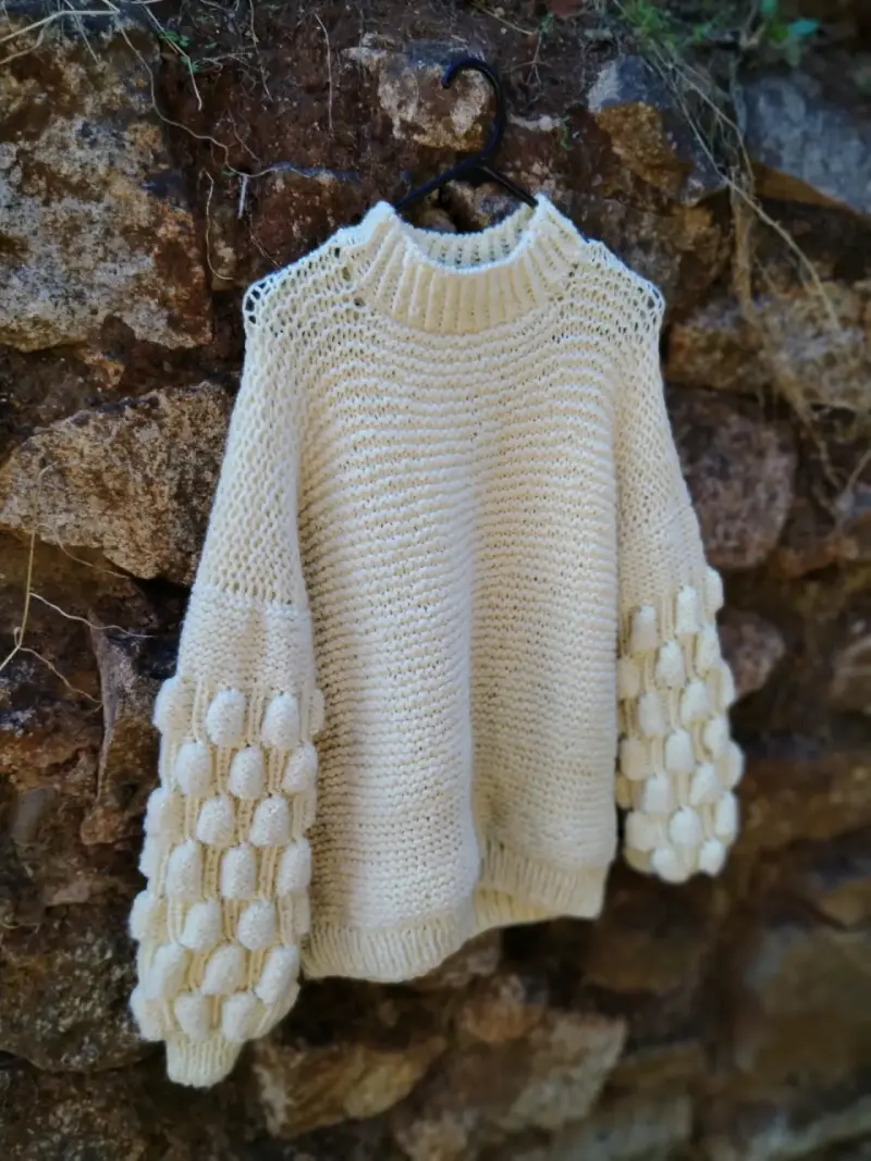 Suéter de lana tejido beige - 2