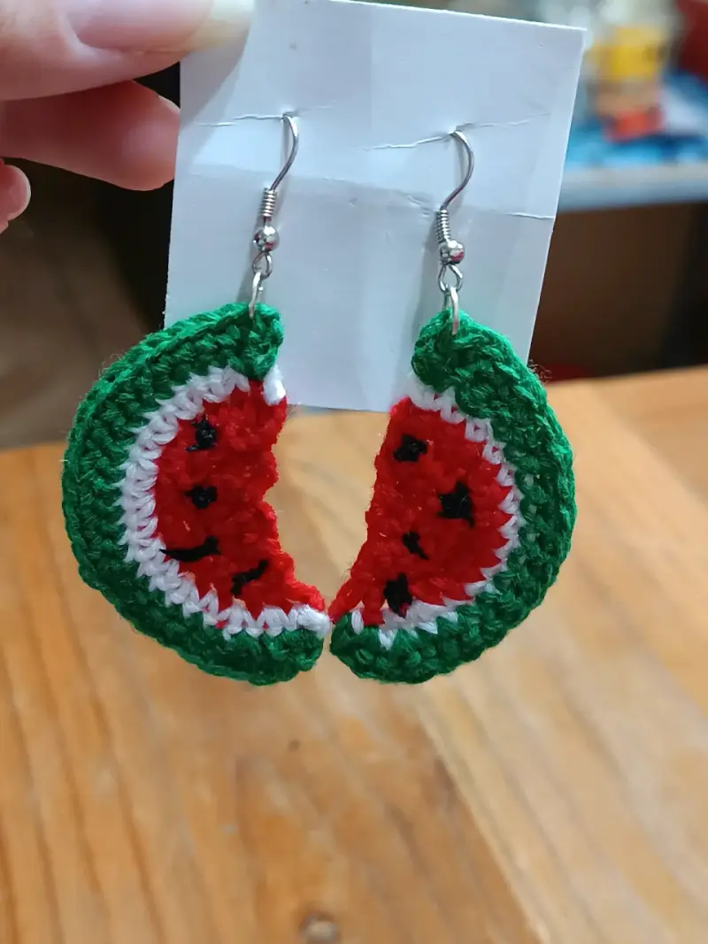 Aros crochet de sandía