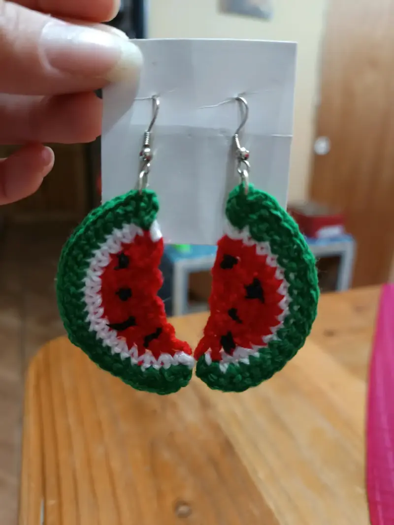 Aros crochet de sandía - 2