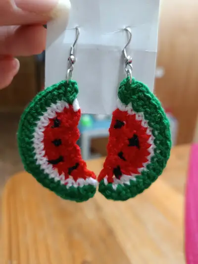 Aros crochet de sandía - miniatura 3