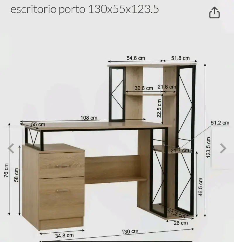 Escritorio de madera con estantes - 2