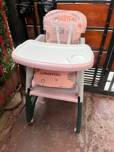 Silla de comer para bebé rosa - miniatura 1