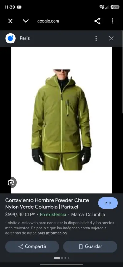 Chaqueta impermeable verde Columbia - miniatura 3