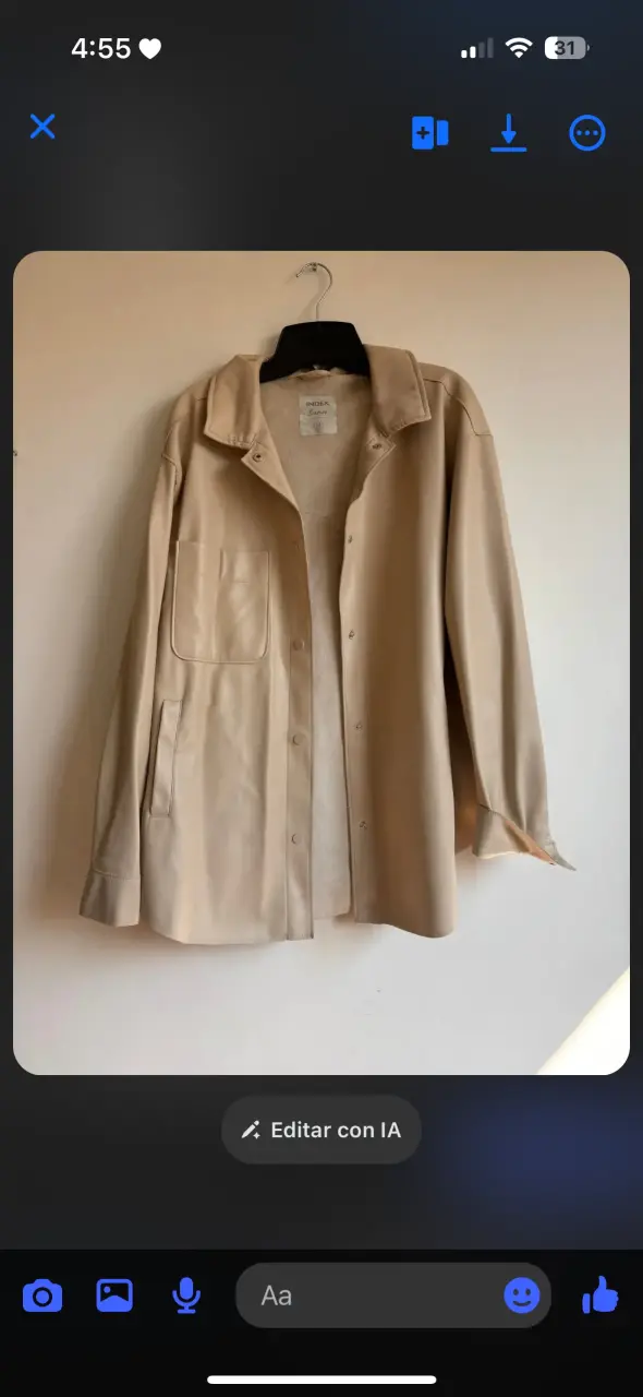 Camisa beige de cuero