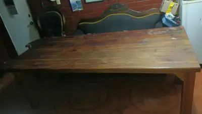 Mesa de madera rústica grande - miniatura 4