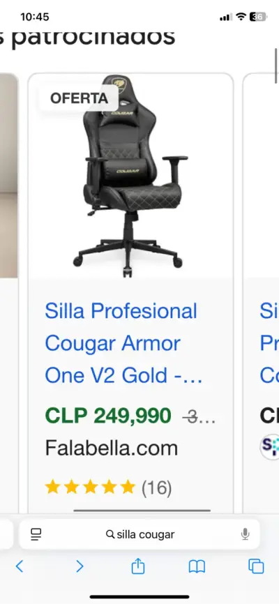 Silla gamer Cougar negra - miniatura 3