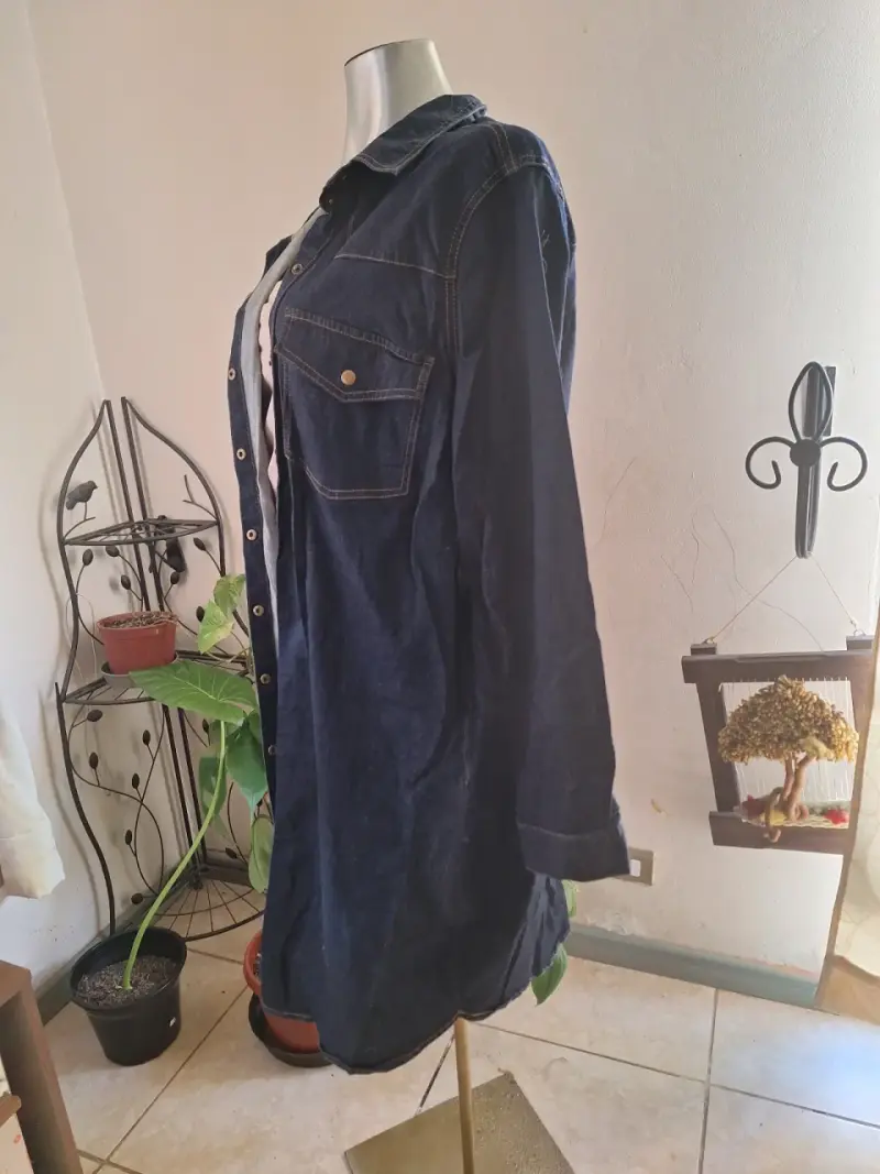 Vestido camisero de mezclilla azul - 2
