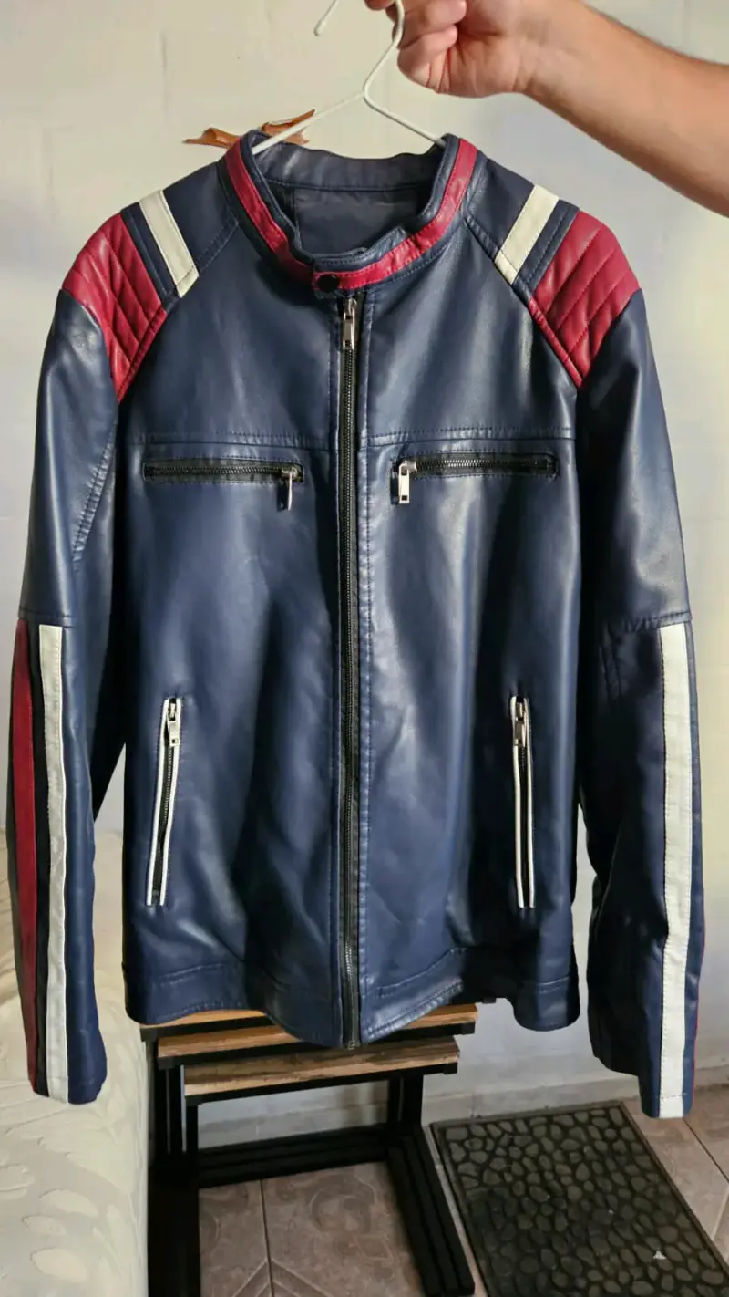 Chaqueta de cuero PU azul racer.