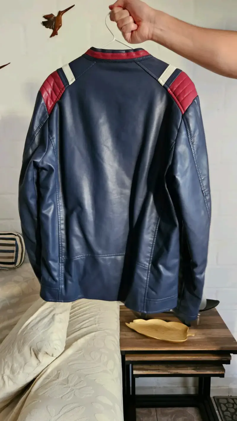 Chaqueta de cuero PU azul racer. - 2