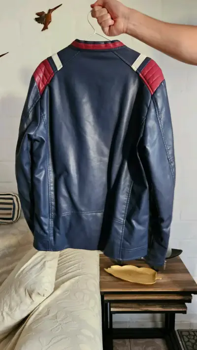 Chaqueta de cuero PU azul racer. - miniatura 2