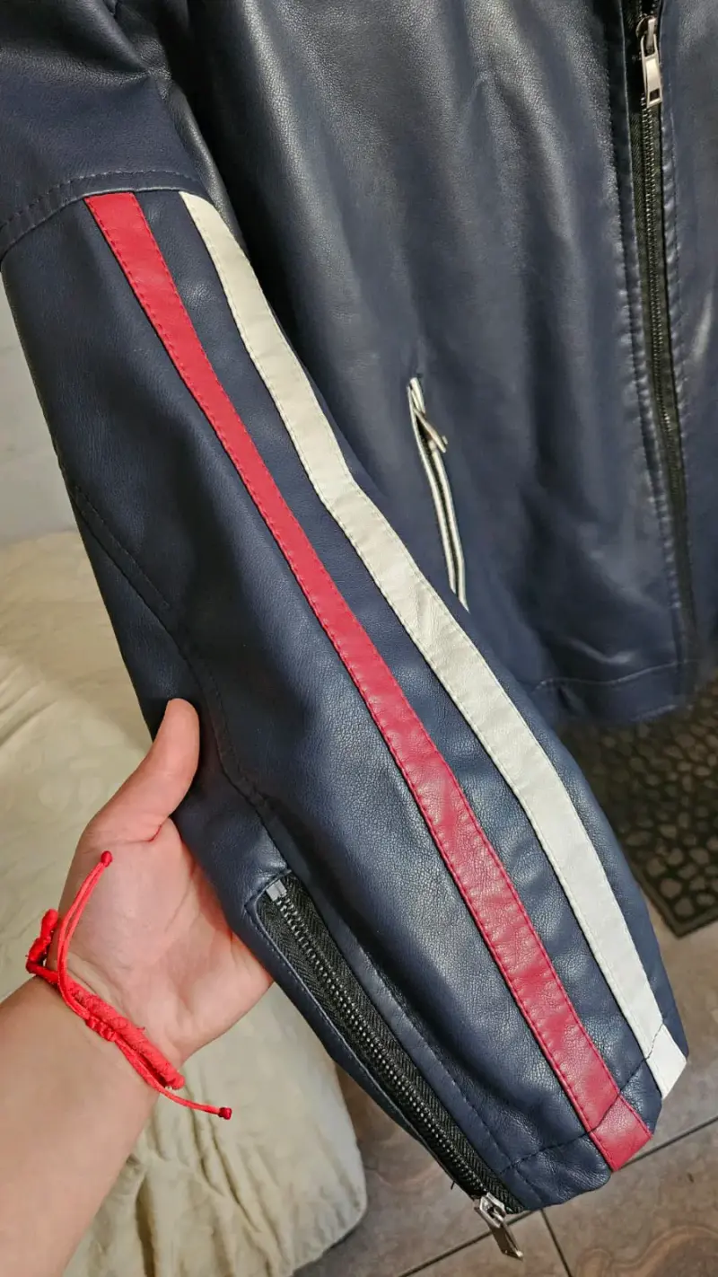 Chaqueta de cuero PU azul racer. - 3