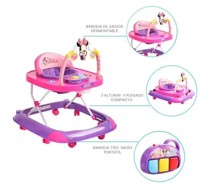 Andador de bebé Minnie rosa - 4