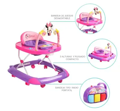 Andador de bebé Minnie rosa - miniatura 4
