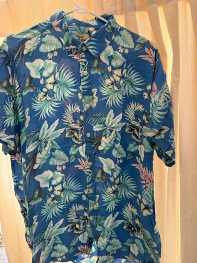 Camisa hawaiana azul tropical - miniatura 1